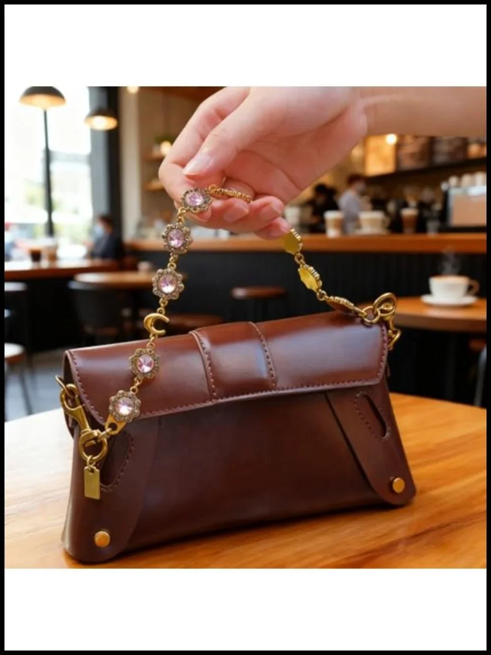 Vintage Floral Gold Alloy Purse Charm Wallet Chain Extender Keychain 14.5